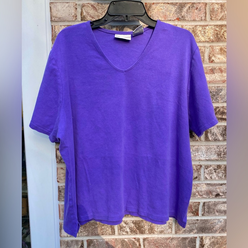 3X Faded Glory Cotton Purple V-neck Tshirt